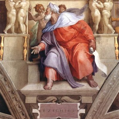 The Prophet Ezekiel, Sistine Chapel fresco by Michelangelo, 1510